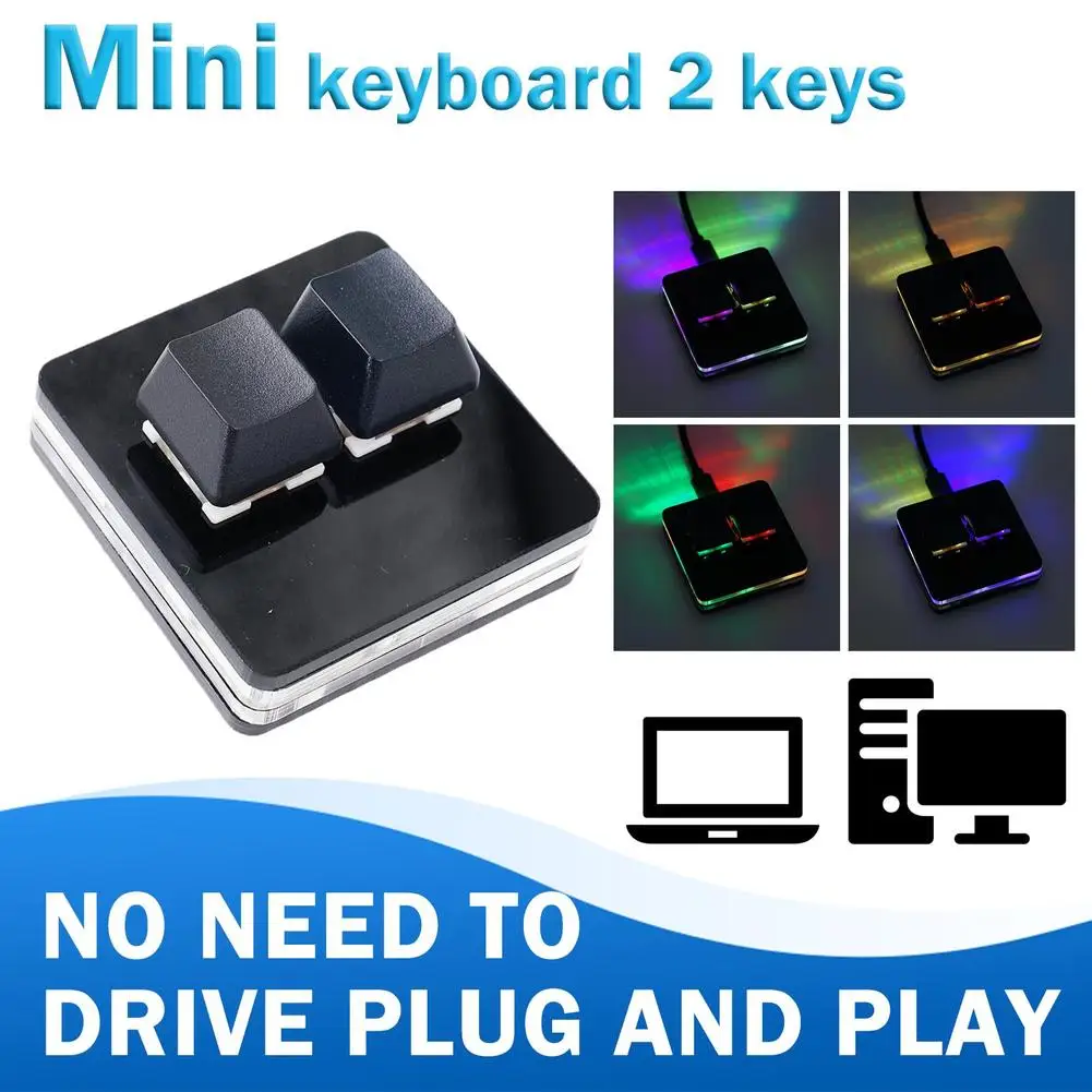 2Keys RGB USB Mini Keypad Black Red Switch Copy And Paste OSU Programmable Custom Gaming Mechanical Keyboard