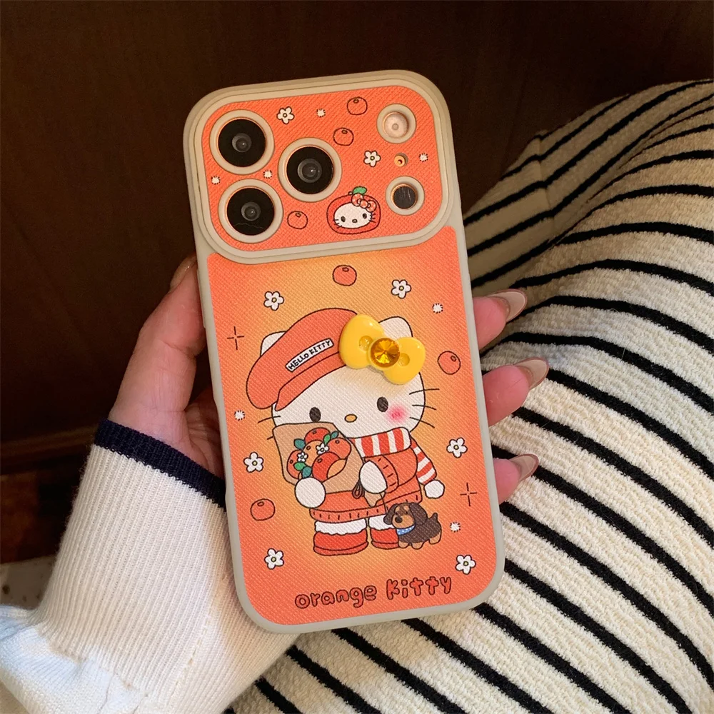 

Cute Little Flower Kitty Cat phone case for iPhone 17 14 15 Pro 16 Pro Max Cover Fashion Leather Cases kawaii Protective cover