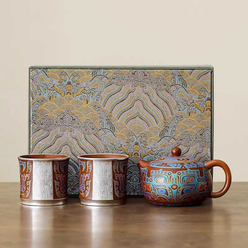 

Серебристо-фиолетовый глиняный чайный сервиз Xishi Pot для пожилых учителей, врачей, праздничных подарков, подарочная коробка для рук