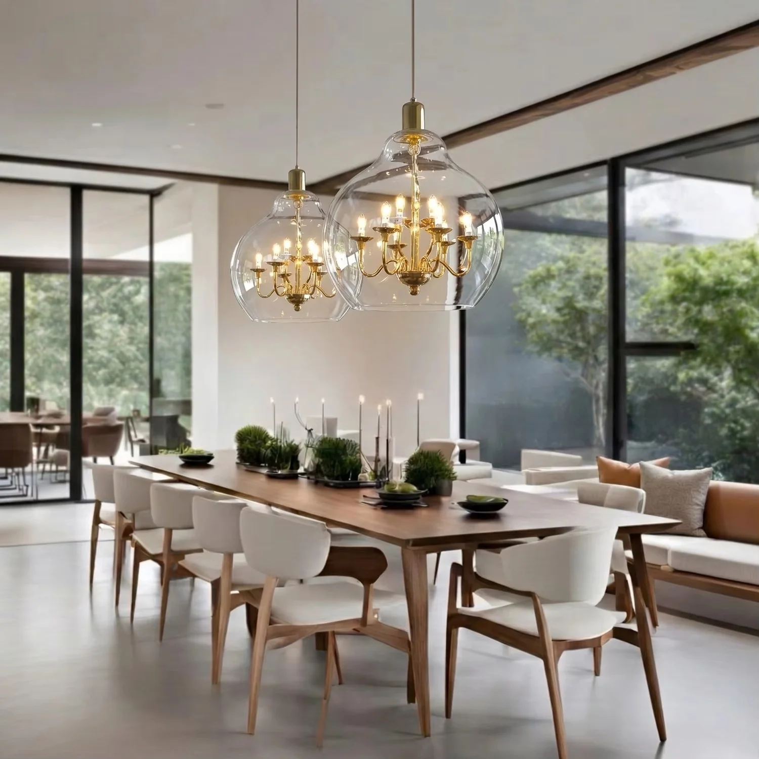 Modern Minimalist Led Glass Chandelier For Home Decoration Living Room Bedroom Dining Table Retro Candlestick Lighting Fixtures