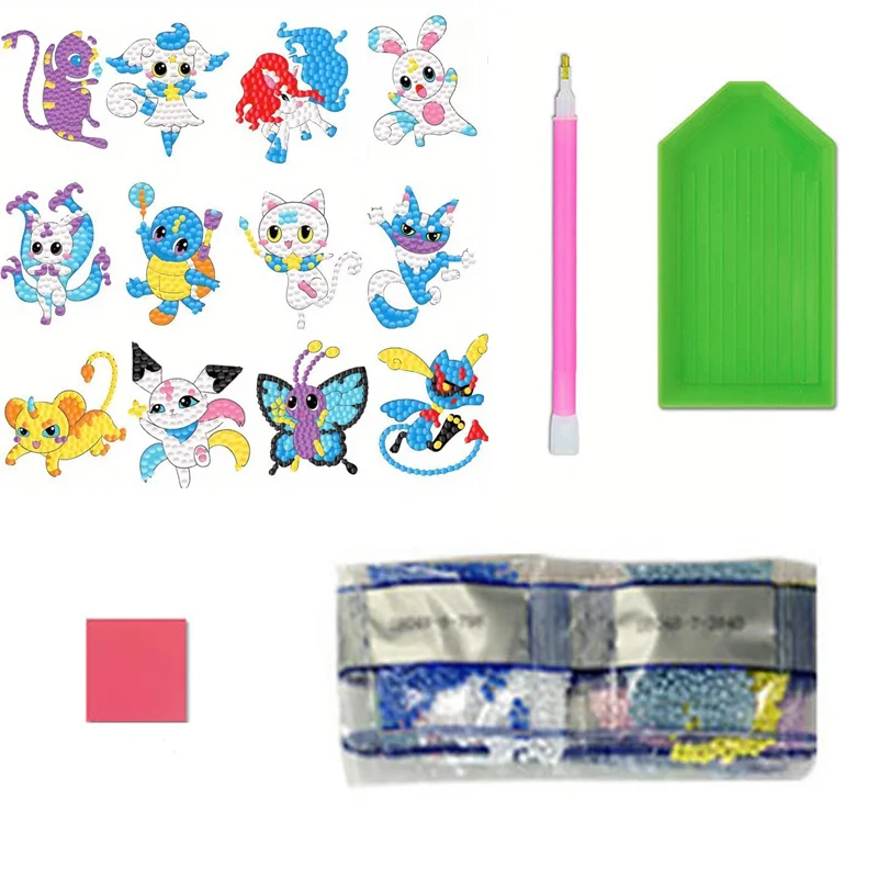 12 pezzi fai da te kit di adesivi per pittura diamante cartone animato per bambini Eevee Squirtle diamante arte mosaico adesivo per numero