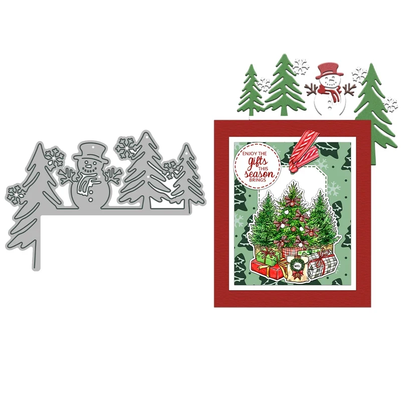 

Christmas Tree Snowman Border Cutting Dies DIY Scrapbooking Supplies Metal Dies Knife Mold For Cards Albums Decor