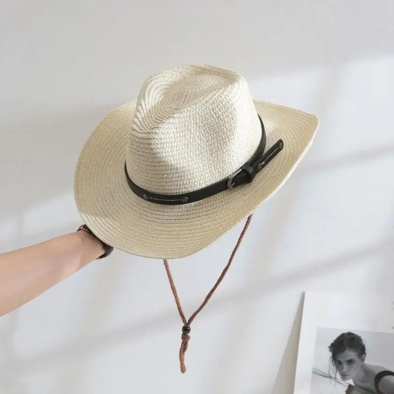 

31BF Elegant Panama Hat With Great Sun Protections Roll Brims Paper Straw Hat For Outdoor Adventures And Music Festivals