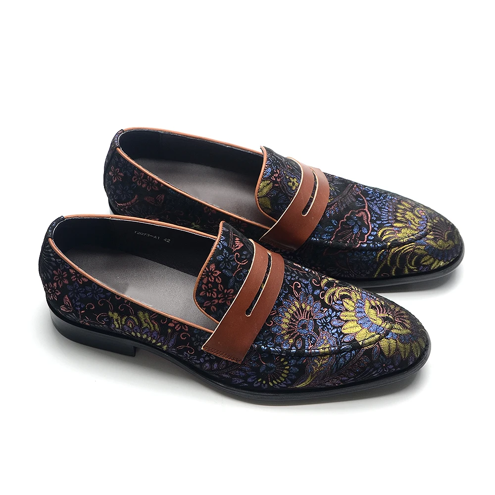 European Classic Men\'s Wedding Dress Shoes Soft Sheepskin Suede Leather Penny Loafer with Applique Banquet Party Formal Footwear