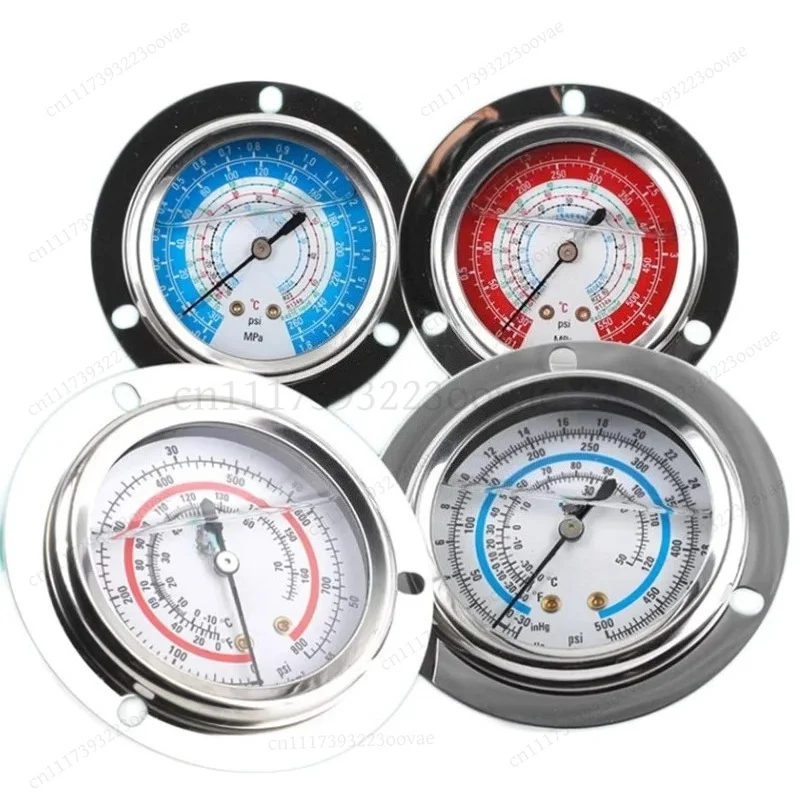Oil‑Filled Vibration‑Proof Axial Pressure Vacuum Gauge Stainless Steel High Low Pressure Refrigeration Machine Spare Parts