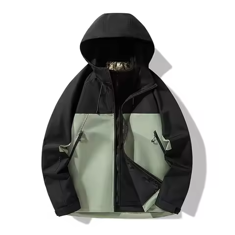 Men Jacket Autumn Winter New Contrast Color Patchwork Male Hooded Coat Windproof Outdoor Sport Three-in-one Man Outerwear