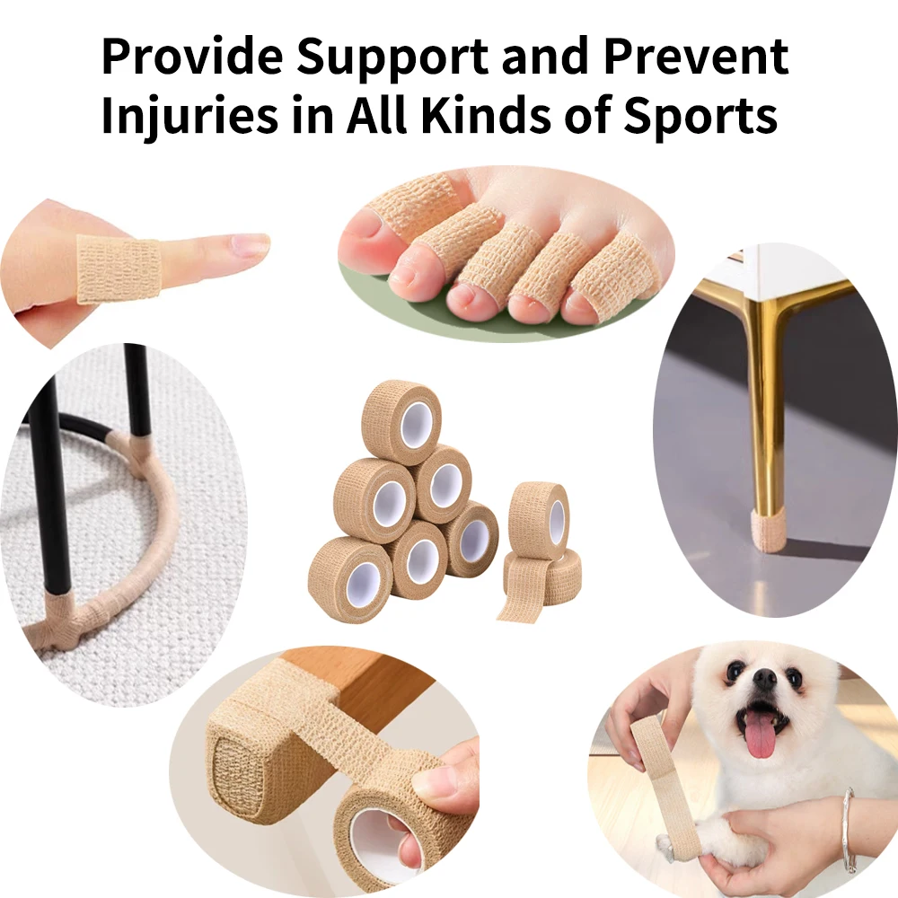 Cohesive Bandage, Self Adherent Wrap Medical Tape, Adhesive Flexible Breathable First Aid Gauze Ideal for Stretch Athletic