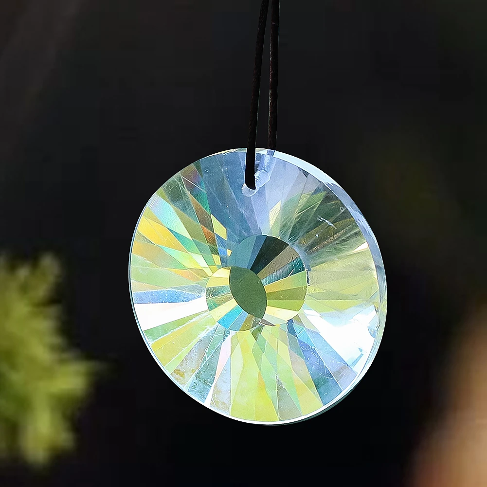 Prisma di cristallo di girasole da 45mm trasparente rotondo UFO vetro sfaccettato appeso Suncatcher lampadario pendenti di cristallo arcobaleno