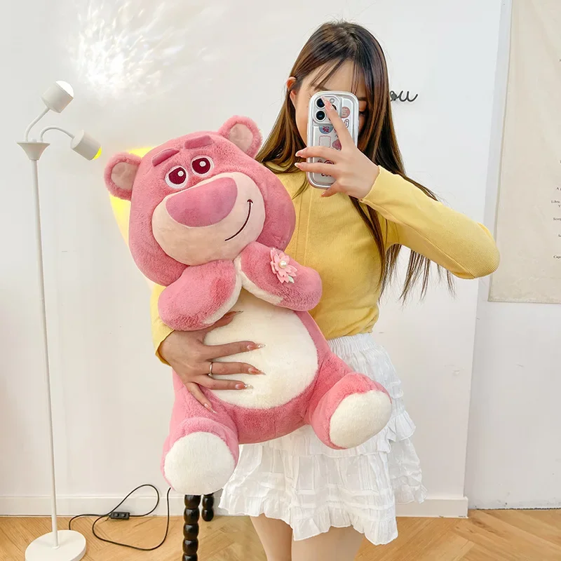 MINISO Lotso 딸기 곰 봉제 장난감, 만화 귀여운 곰 봉제 인형, 어린이 생일 선물, 여자 친구 크리스마스 선물, 60cm