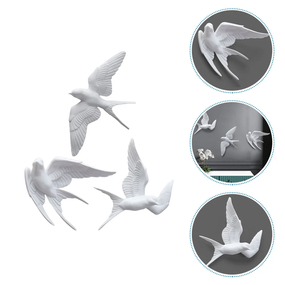 

3 Pcs Nordic Living Room Wall Decoration Pendant Swallow Three-dimensional Bird Decors Country Ornaments Hummingbird Model