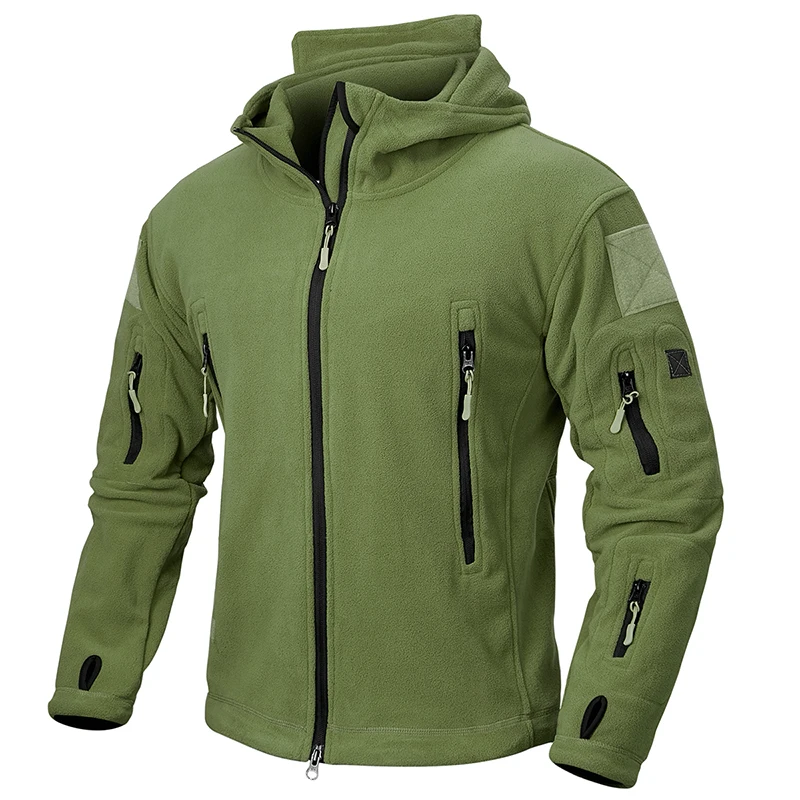

Winter Tactical Fleece Jacket Men Warm Polar Outdoor Hoodie Coat Multi-Pocket Casual Full Zip Sport Hiking Jacket