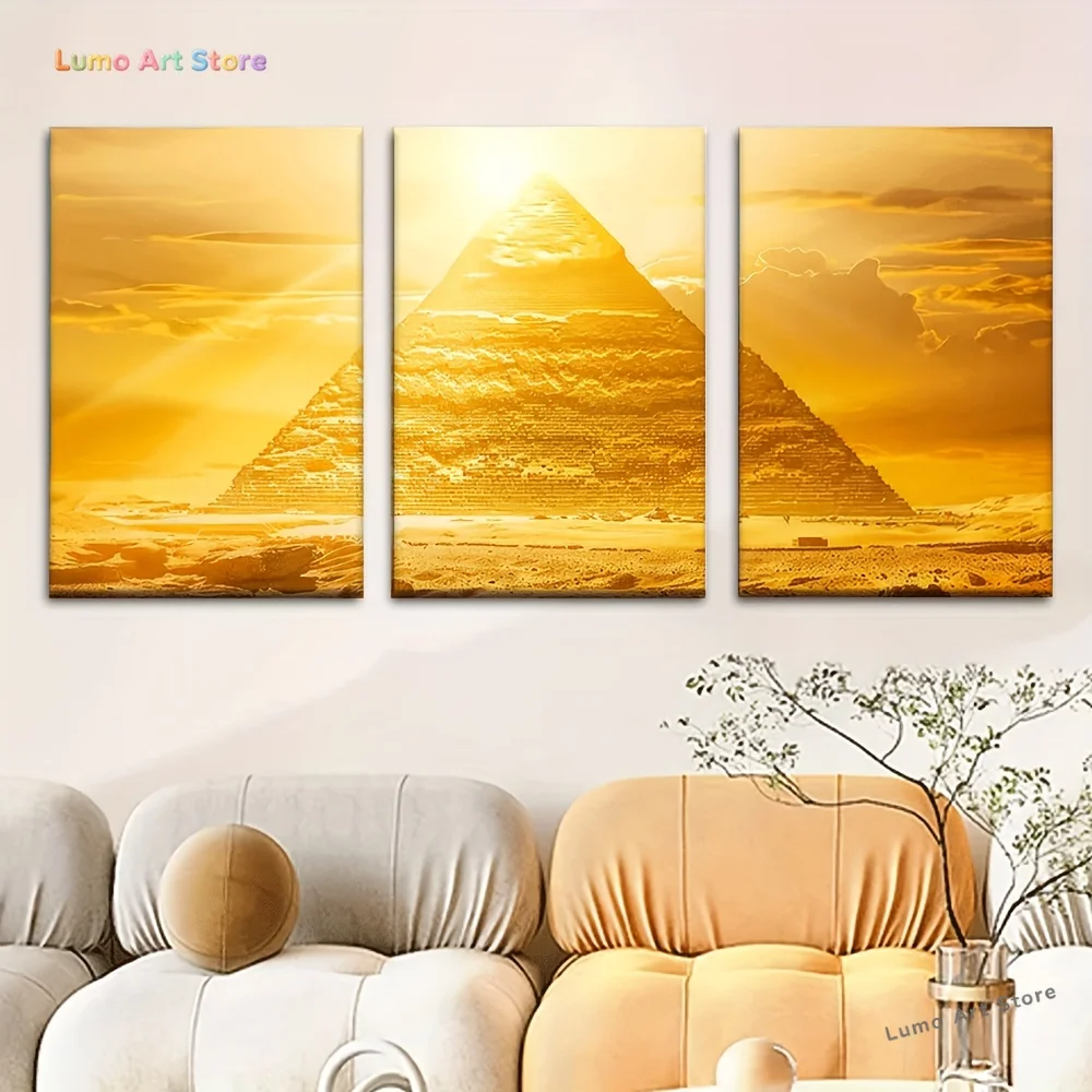 3pcs/set, Canvas painting--Unframed, 76.2x50.8cm, Magic Egyptian Pyramids, Wall decoration, bedroom, living room, library, of