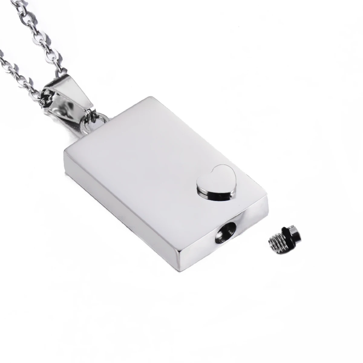 

High Polished Stainless Steel Rectangle Shape Memorial Urn Jewelry Ashes Keepsake Dog Tag Container Cremation Pendant