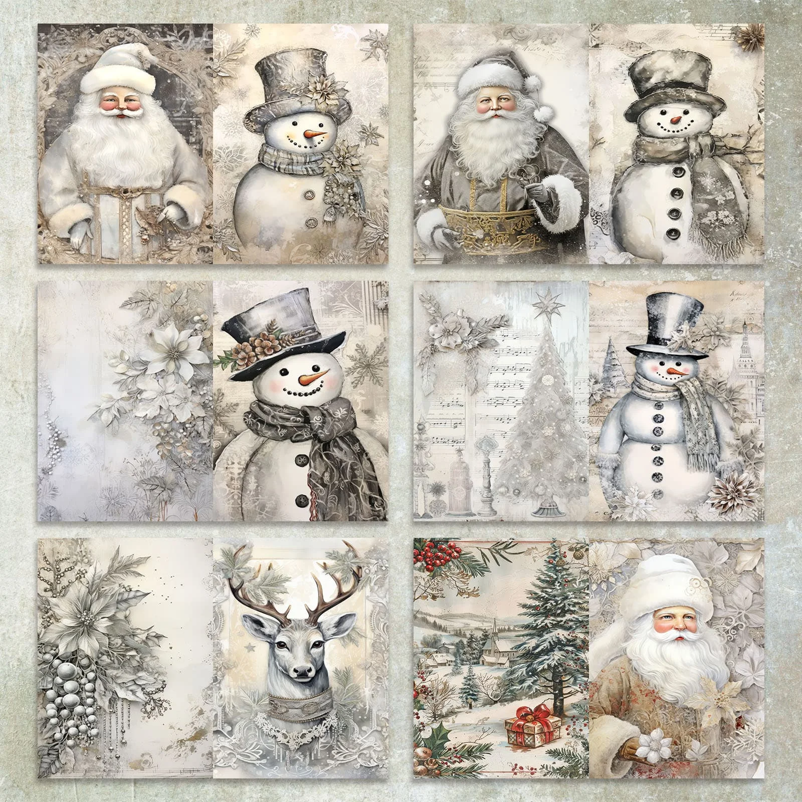 36 Sheets A5 (Vintage Victorian Christmas Collection) Clipping Thin Paper For Bullet Diary, Junk Magazine, Greeting Card Backg