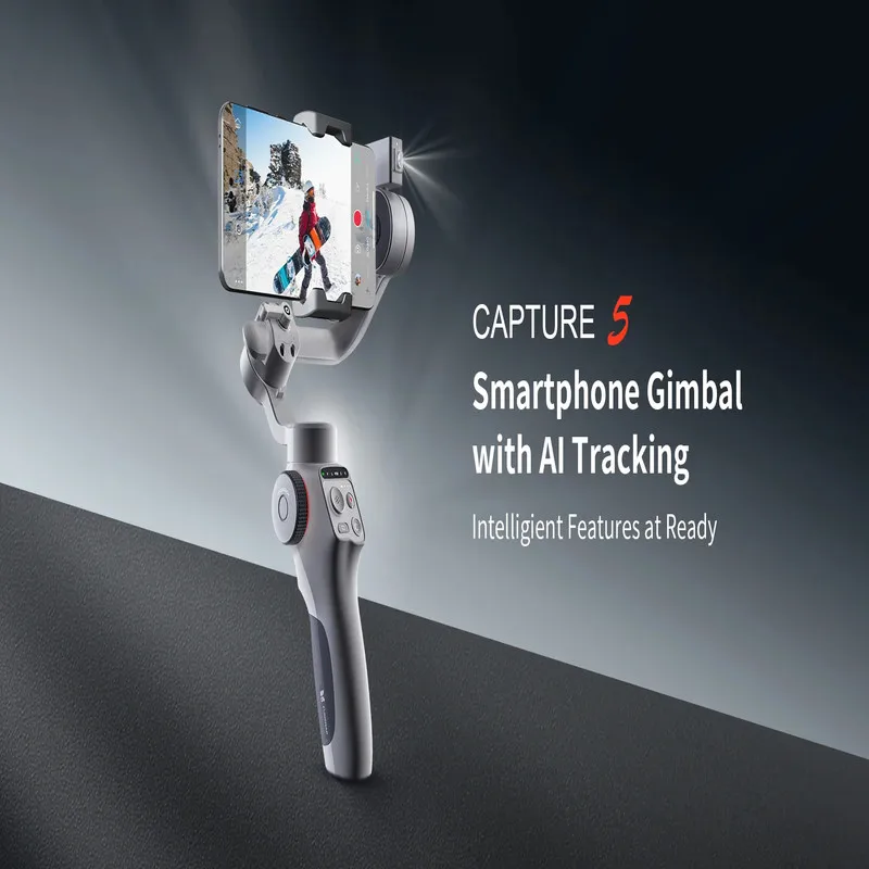 FUNSNAP Capture5 Smartphone Gimbal with Magnetic AI Tracker 500g Payload 10Hour Battery 3Axis Android iPhone