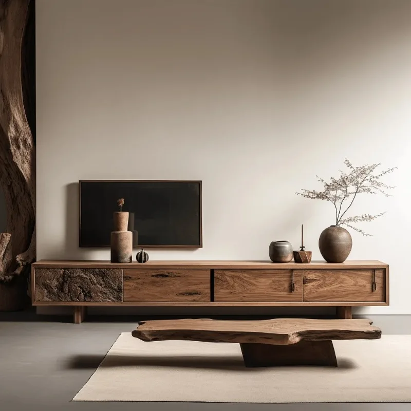 Wooden Living Room TV Stands Advanced Minimalist Designer Floor Bedroom TV Cabinet Modern Nordic Log Fernsehtisch Furniture