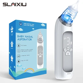 Baby electric nasal aspirator nose suction device with food grade silicone mouthpiece 3 suction modes and soothing music