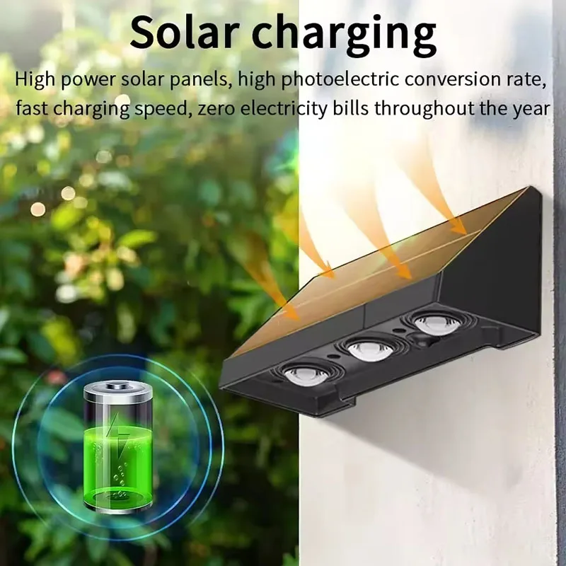 Solar Powered Garden Light Waterproof Solar Fence Light Outdoor LED Wall Lamp for Patio Balcony House Number Address Sign