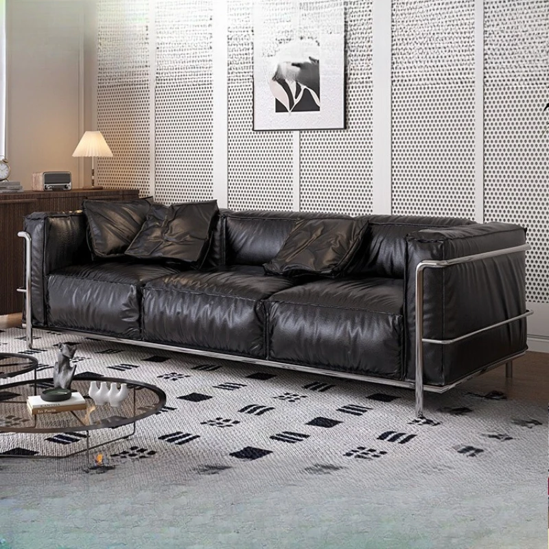 

Designer Luxury Living Room Sofas Black Classic Soft Cheap Lounge Sofa Lazy Leather Modern Divani Per Soggiorno Home Furniture