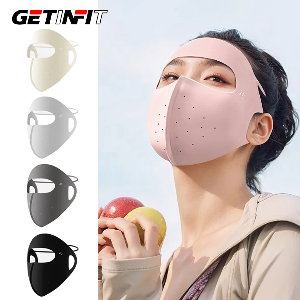 

GETINFIT Летняя бесшовная дышащая маска для лица с защитой от солнца, 3D-контурная охлаждающая маска из ледяного шелка для ежедневных поездок и занятий спортом на открытом воздухе