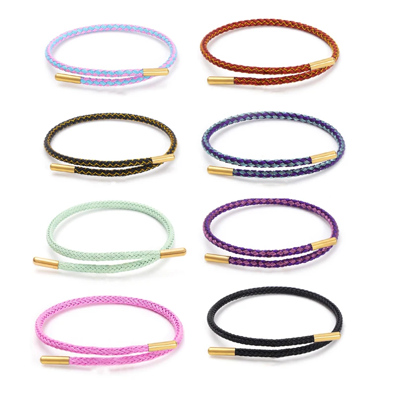 Luxury Multicolor Charm Adjustable Bracelet Fashion No Fade Stainless Steel Wire Waterproof Rope Bracelet for Men Women Jewelry