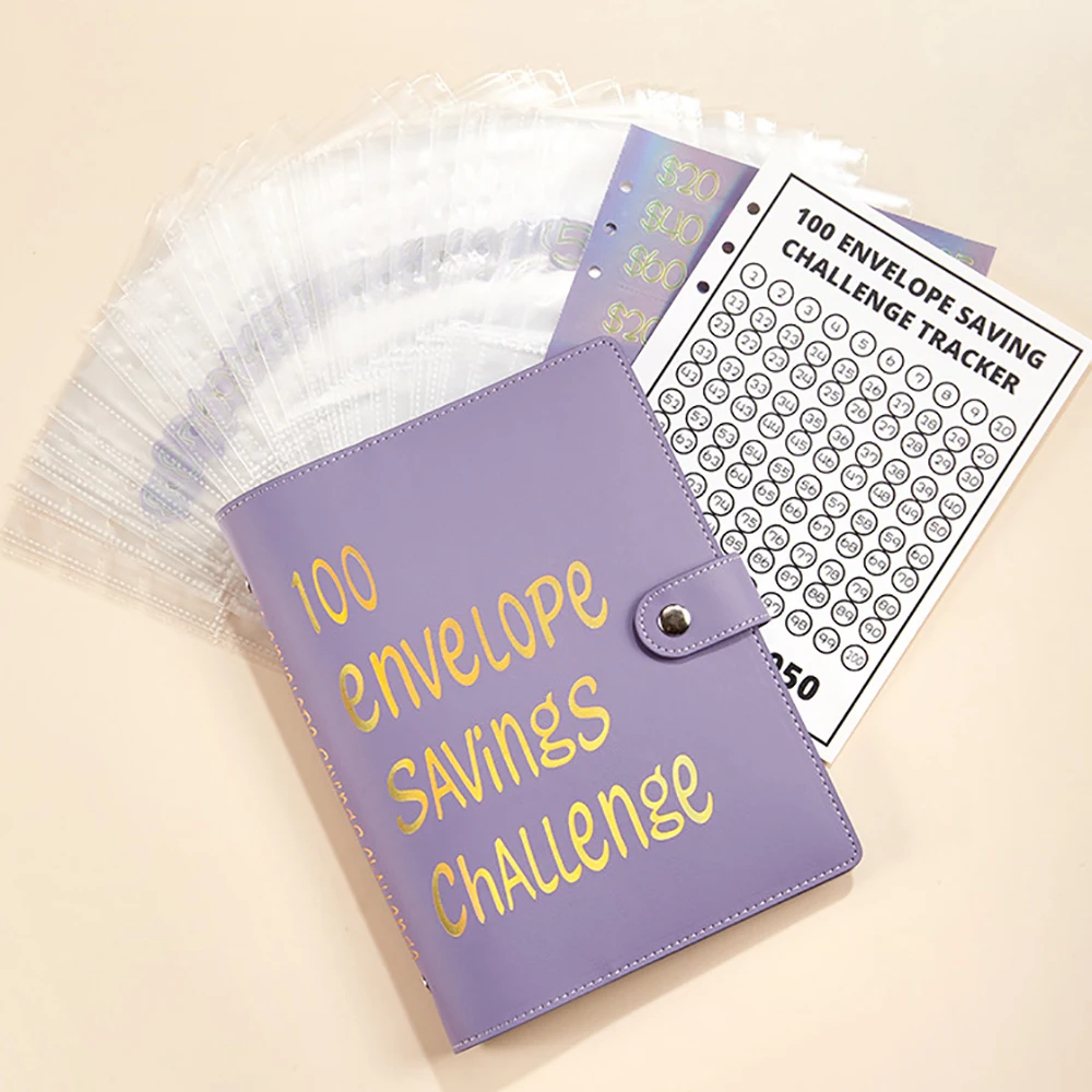A5 100 Envelope Challenge Notebook Notepad Daily Planner Cash Saving Budgeting Wallet Binder Stationery
