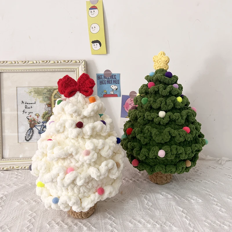 handmade crochet white christmas tree green tree Window Dressing Photography Prop Handmade Knitted Toy Christmas gifts for kids