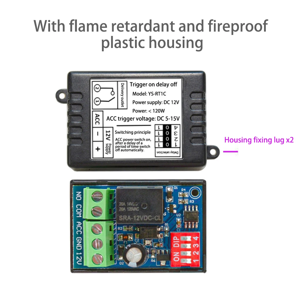 12V Time Delay Relay Module Car Power-on/off Trigger Delay Module Single-chip Control Time Period Optional