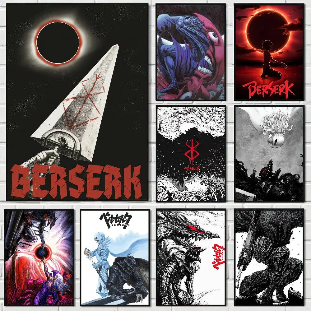 Anime Berserk Vintage Anime Poster Wall Art For Study Living Room Decor Unique Home Decoration Pictur