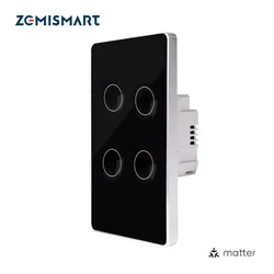 Zemismart Materie Wifi Us Eu Wandlichtschakelaar 1 2 3 4 Bendes Neutraal Vereist Met Touchpanel Smartthings App Homekit-Bediening