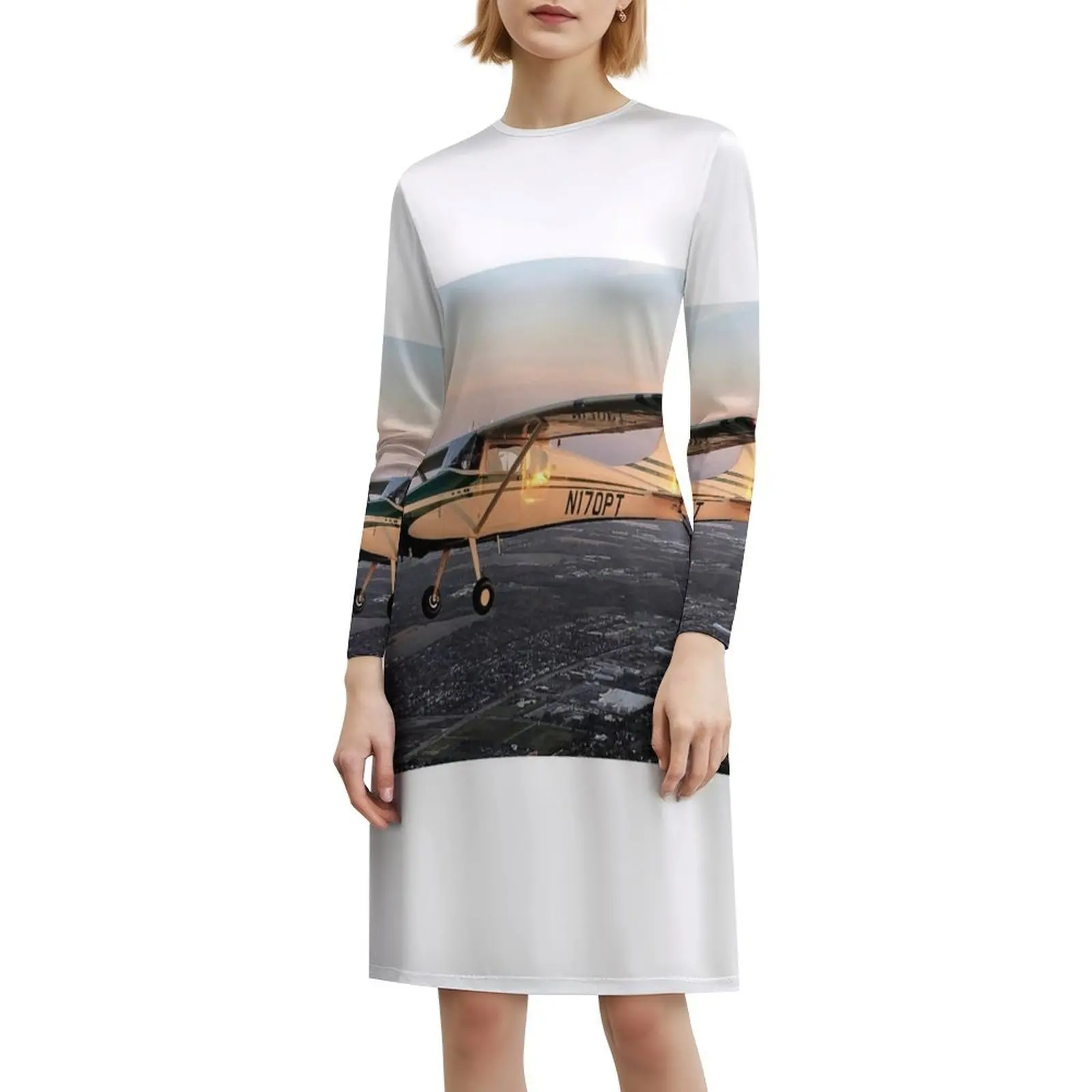 فستان هيب هوب نسائي من سيسنا 170 ملابس خروج جرافيك مطبوع للحفلات ملابس للنادي سيسنا 170 تشكيل الطيران ملابس نسائية طائرة #6