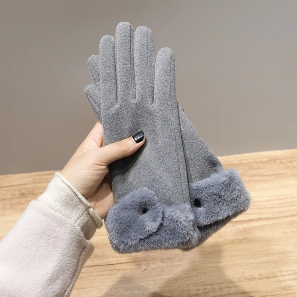 

All-Match Velvet Gloves Thick Touch Screen Winter Gloves Warm Korean Style Women Mittens Winter