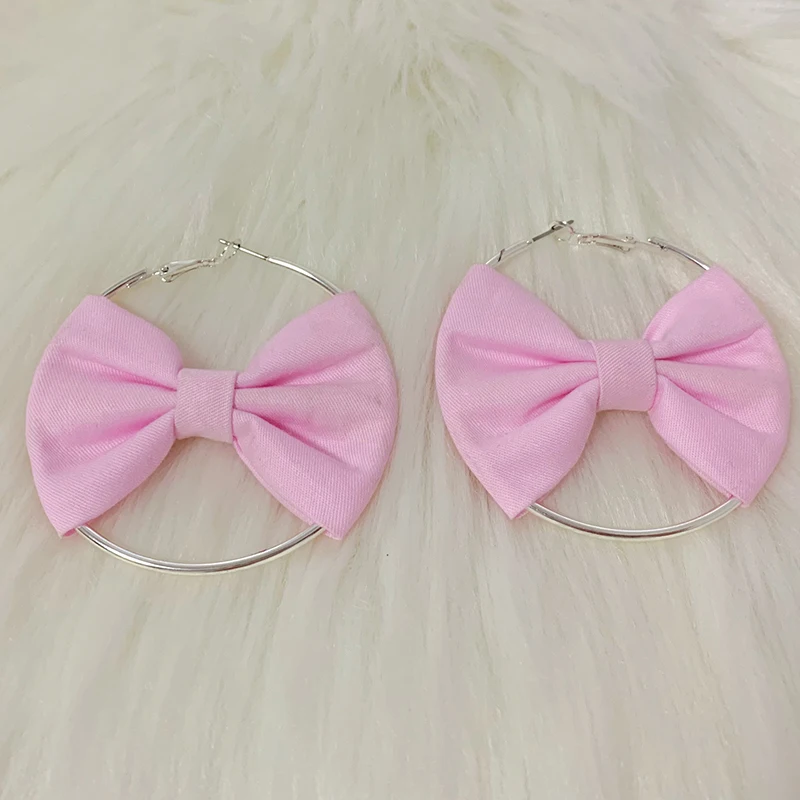 Y2K Earrings Leopard Print Bowknot Hoop Earrings Sexy Accessories Vintage Pink Earrings Women Korean Fashion Kawaii Jewelry