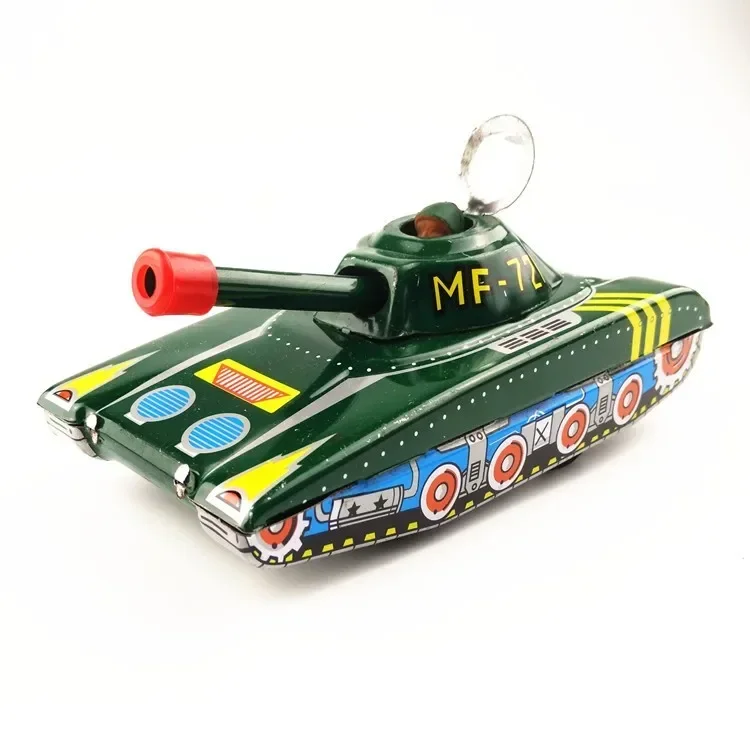 Classic Metal Robot Toy Tank for Kids, Coleção Clássica, Retro, Mecânica, Wind Up, Andando, Estanho, Mecânica, Natal, Presente de Aniversário, Engraçado