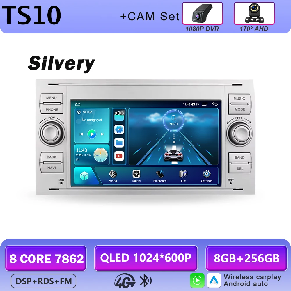 Android autoradio AUTO Carplay voor FORD C-Max Connect Fiesta Fusion Galaxy Kuga Mondeo S-Max Transit Focus GPS multimediaspeler
