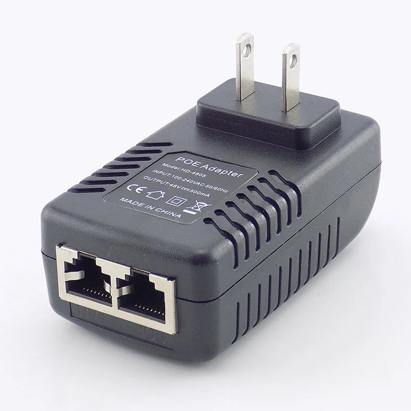 DC 48V 0,5a 24W Poe saklar injektor adaptor catu daya POE untuk kamera IP Wifi pengisi daya dinding injektor POE colokan US/EU C4