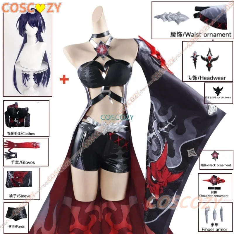 

Acheron Cosplay Honkai Star Rail Costume Game Acheron Red Cos Uniform Wig Women Role Play Carnival Party Halloween Outfits