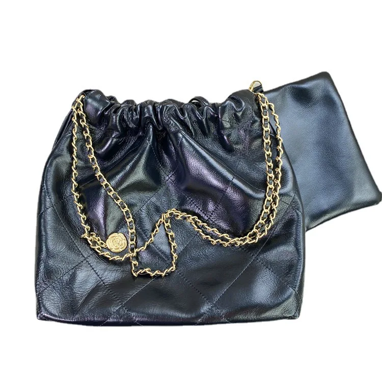 

2025 New Large Capaci Oil-Waxed Cowhide Leather Tra Bag Underarm Bag Diamond id Single oulder Buet Bag Small Fraa...