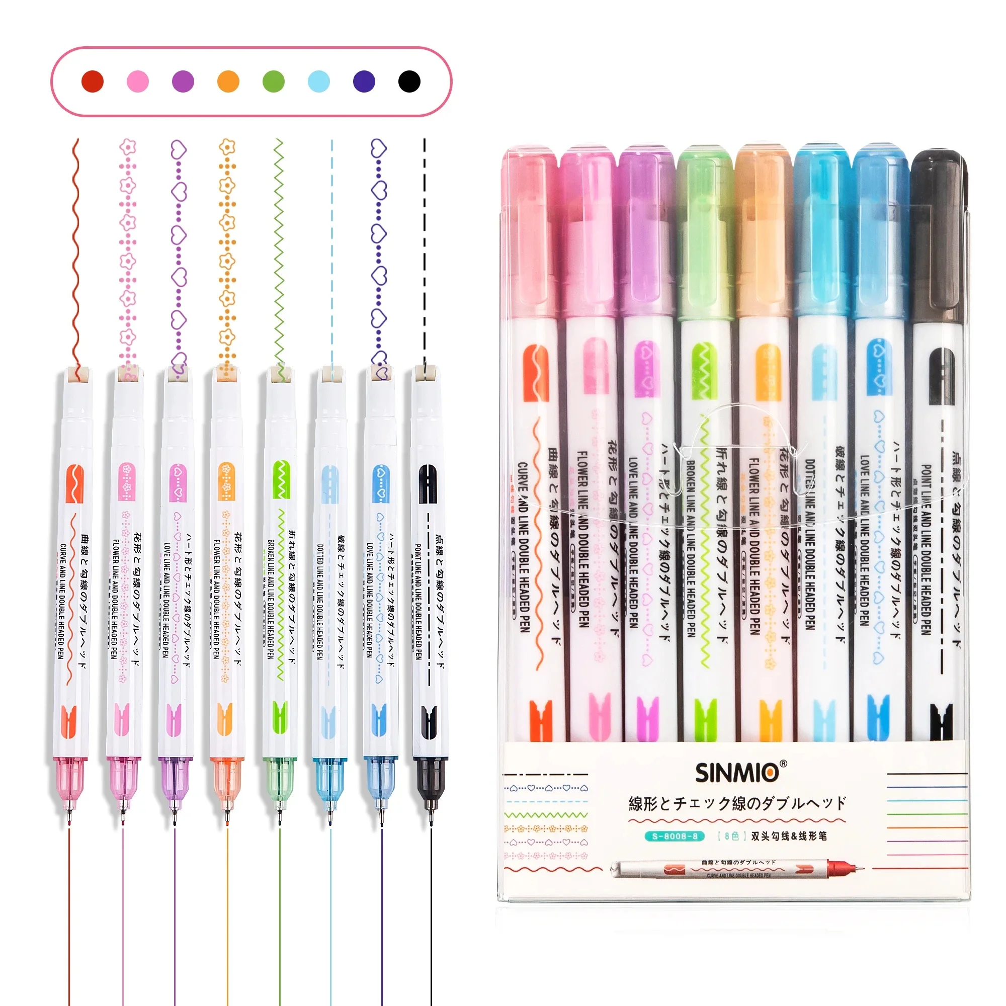 6 Pcs Set Dual Line Contour Markers Multicolor Funny Pattern Marker Pen Set Painting Highlighter Kawaii Korean Art Supplies