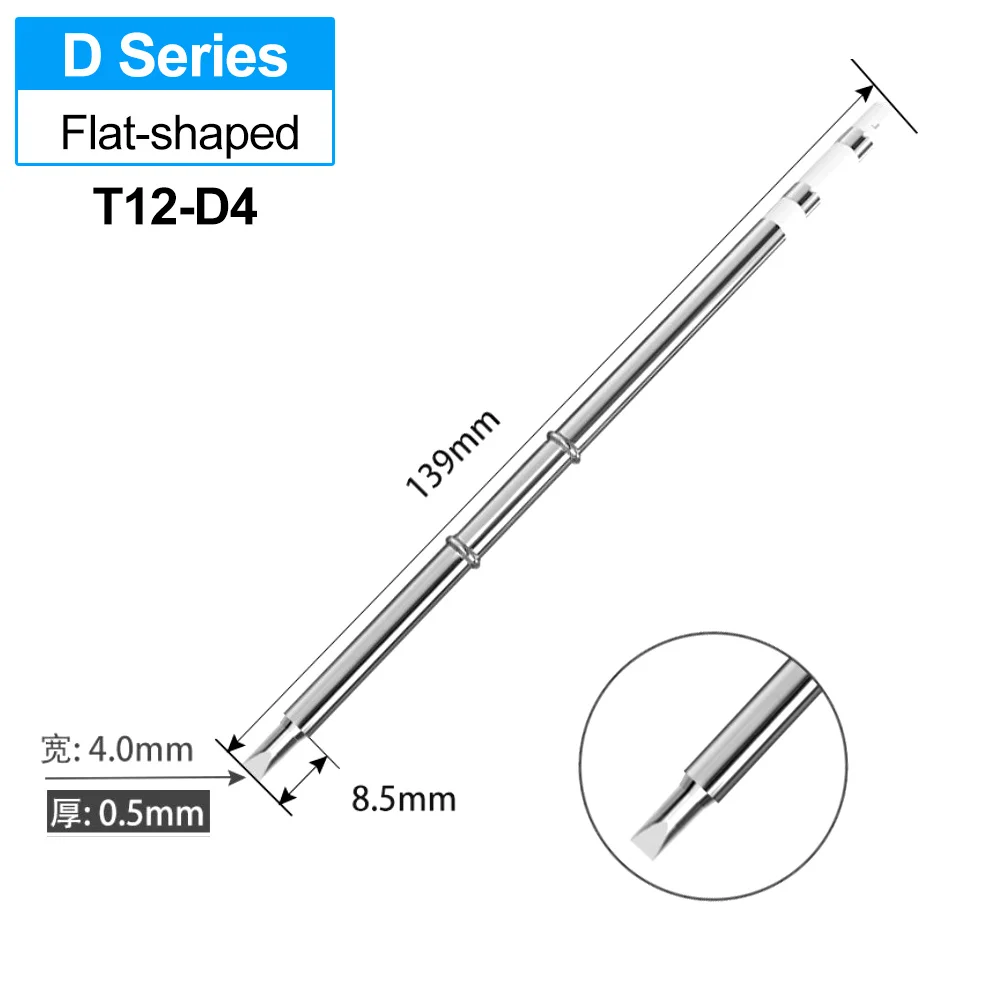 T12 D Series Flat Shaped Soldering Iron Tips T12-D08 D12 D16 D24 DL32 D4 D52 for Hakko FX951 FX950 FM203 Station Kits