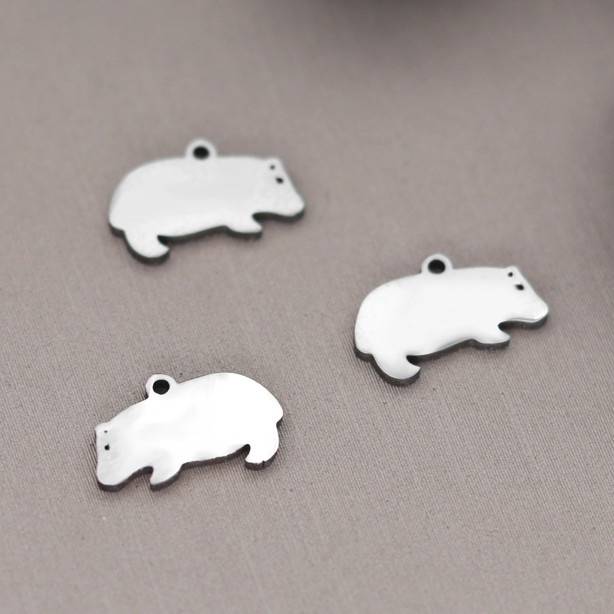 3pcs Fashion Small Bear Charms for Jewelry Making DIY Stainless Steel Animal Charms Earrings Pendants Necklace Accessories