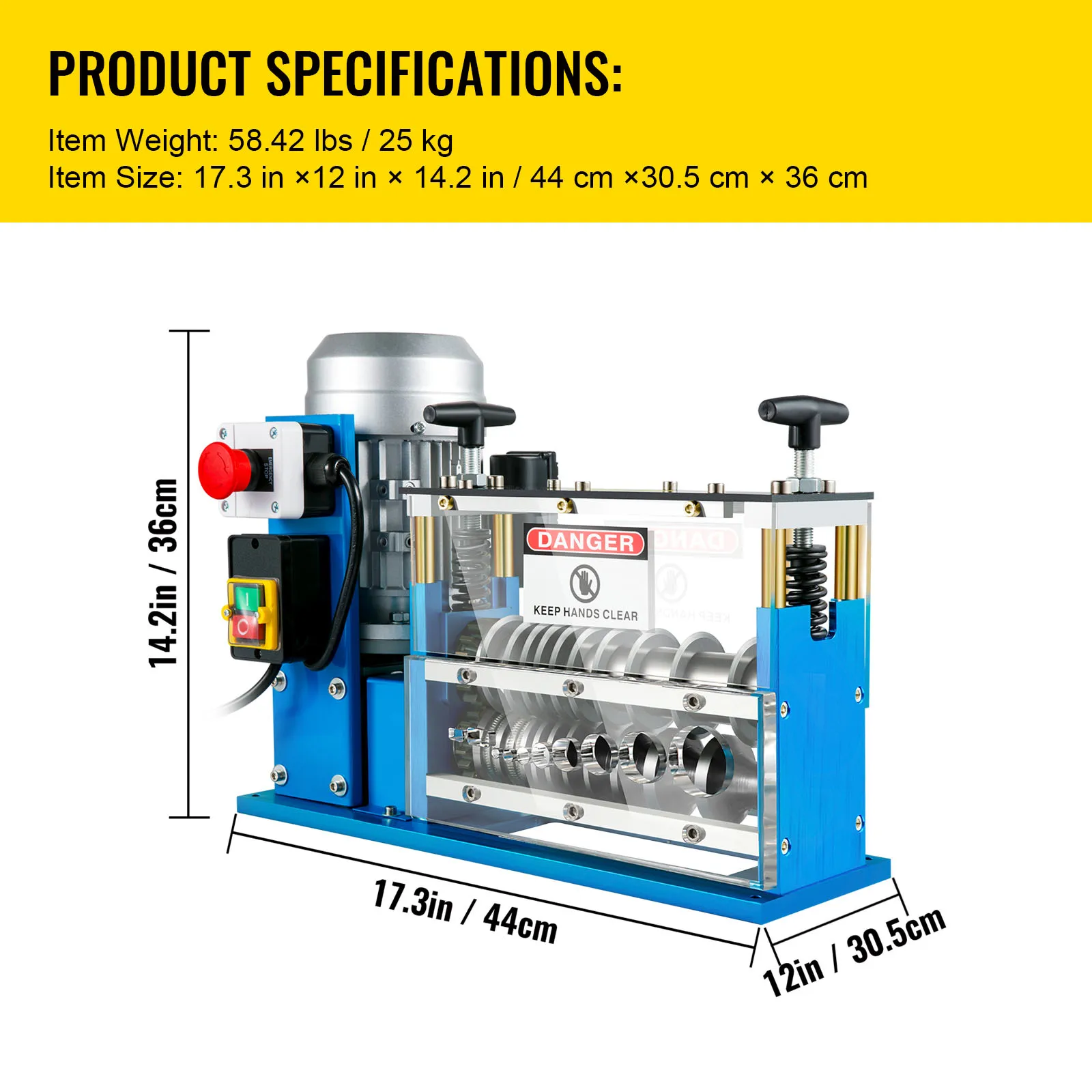 SucceBuy 370 W 1,5-38 mm elektrische draadstripmachine kabelstripper 11 kanalen acryl + aluminium + mes, schroot koper recycling