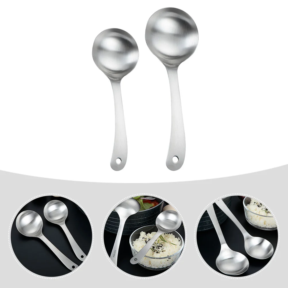 2 Pcs Stainless Steel Rice Spoon Public Cutlery Western Food Serving Spoons Kitchenware Banquet Restaurant Tableware Buffet