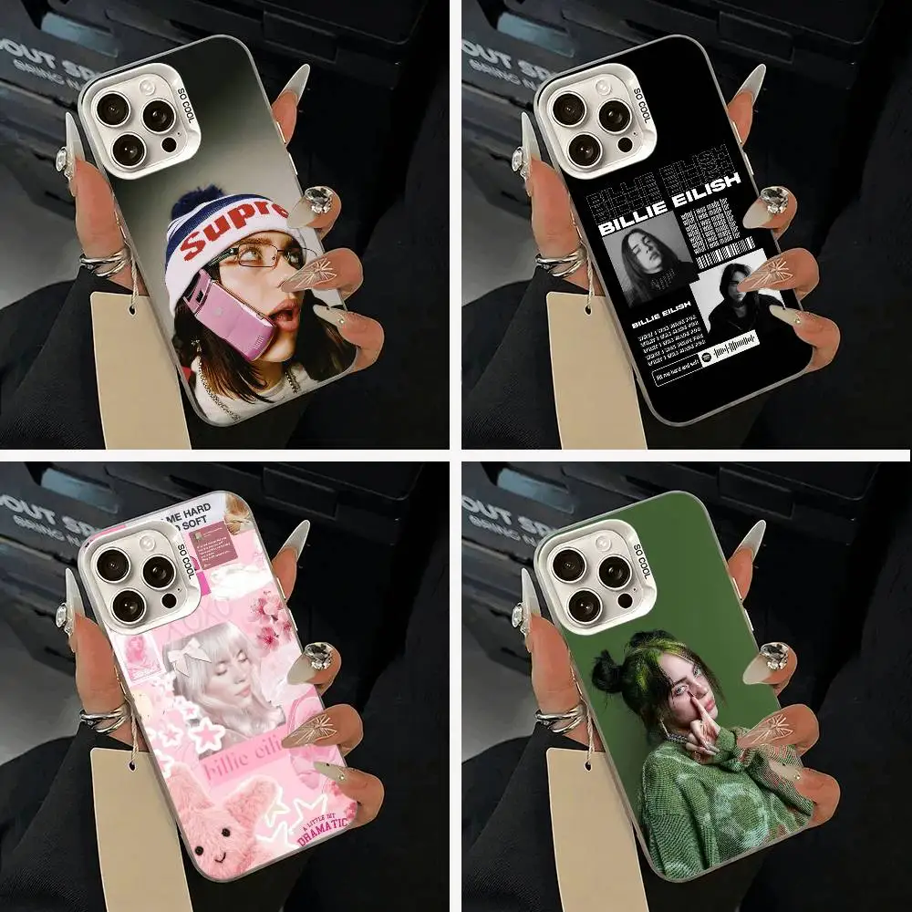 

Young and powerful singer-B-Billie Eilish Phone Case For iPhone 17,16,15,14,13,12,11 Plus,Pro Max,XS,white silver phone case
