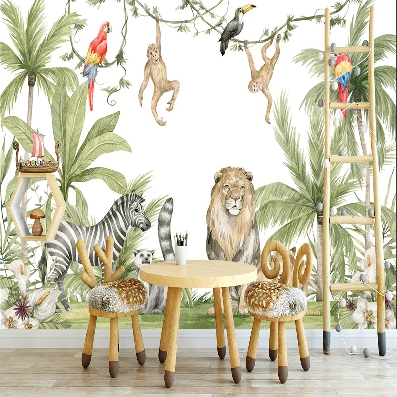 Custom 3D Self-adhesive Wall Wallpaper Mural Nostalgic Forest Birds 	 Bathroom Bedroom Background Wall Room Decor