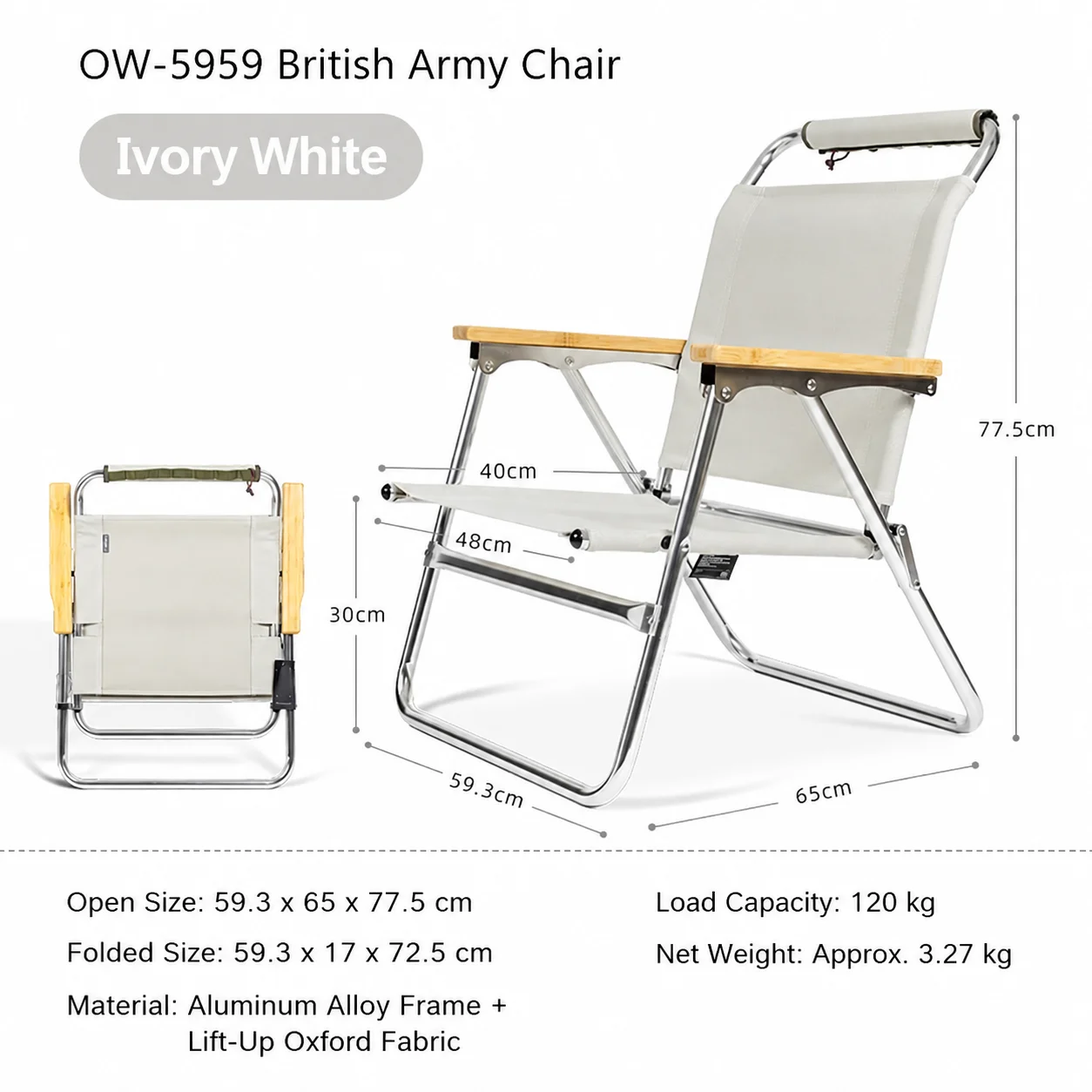 Onway Sports British Military Style Folding High-Back Camping Chair