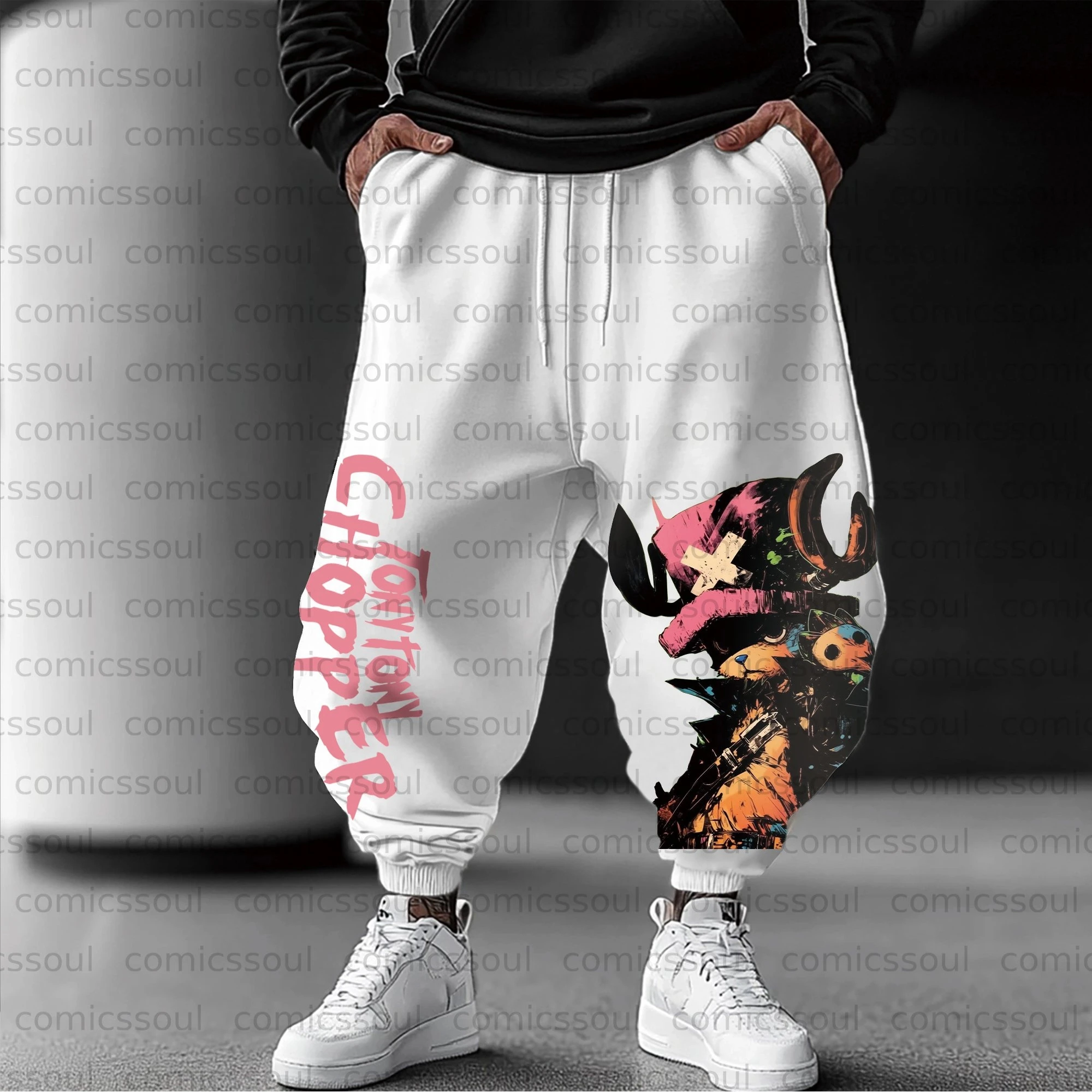 

ONE PIECE Tony Tony Chopper Белые брюки-джоггеры Шаровары Унисекс Свободные спортивные штаны Мужчины Женщины Осень Зима Повседневная уличная одежда