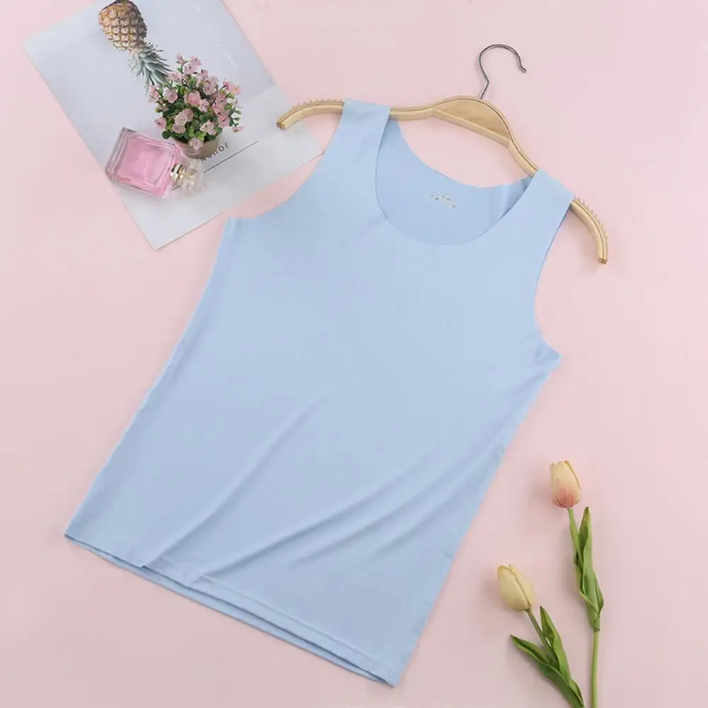 

Sleeveless Tank Top Women's Seamless Ice Silk Tank Tops Slim Fit Solid Color Sleeveless Undershirts for Summer Thermal for Body