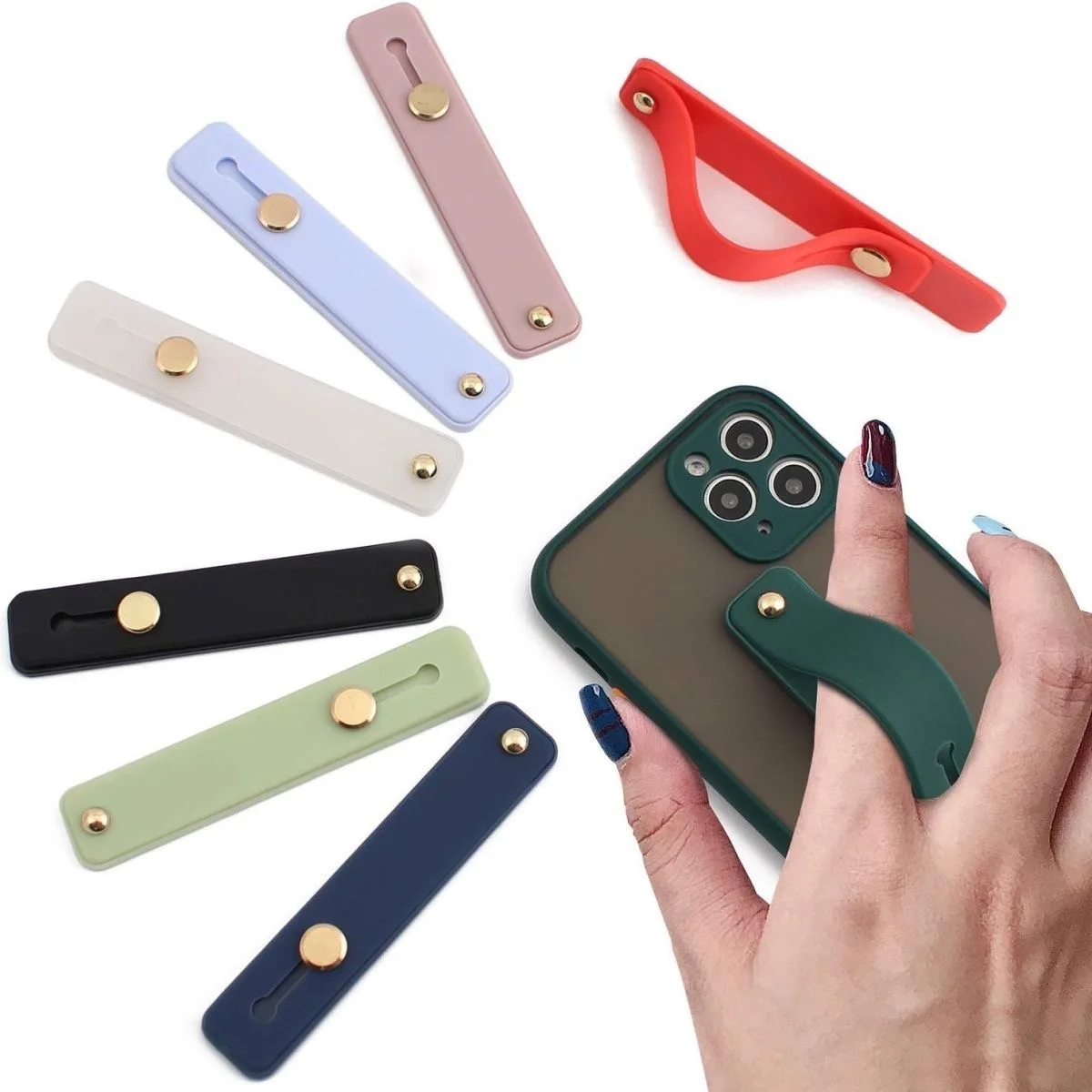 Universal Wrist Band Phone Holder For iPhone Finger Grip Mobile Phone Stand for Samsung Xiaomi Push Back Sticked Socket Bracket