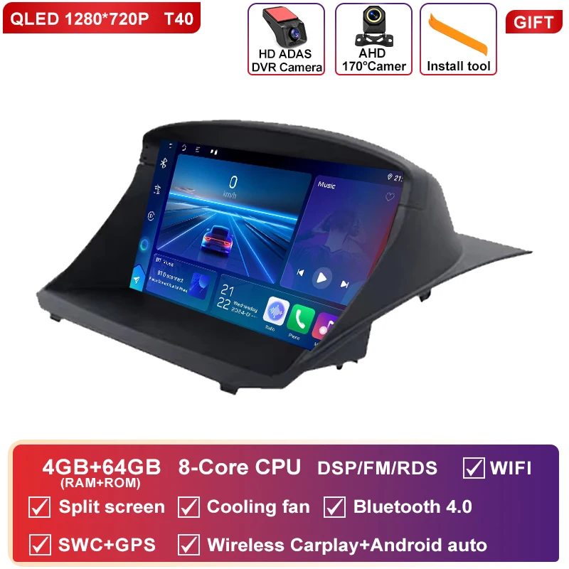Autoradio Carplay Android Voor Ford Fiesta Mk 6/MK 7 2008-2019 Multimedia Video Player touchscreen Auto stereo Navigatie GPS